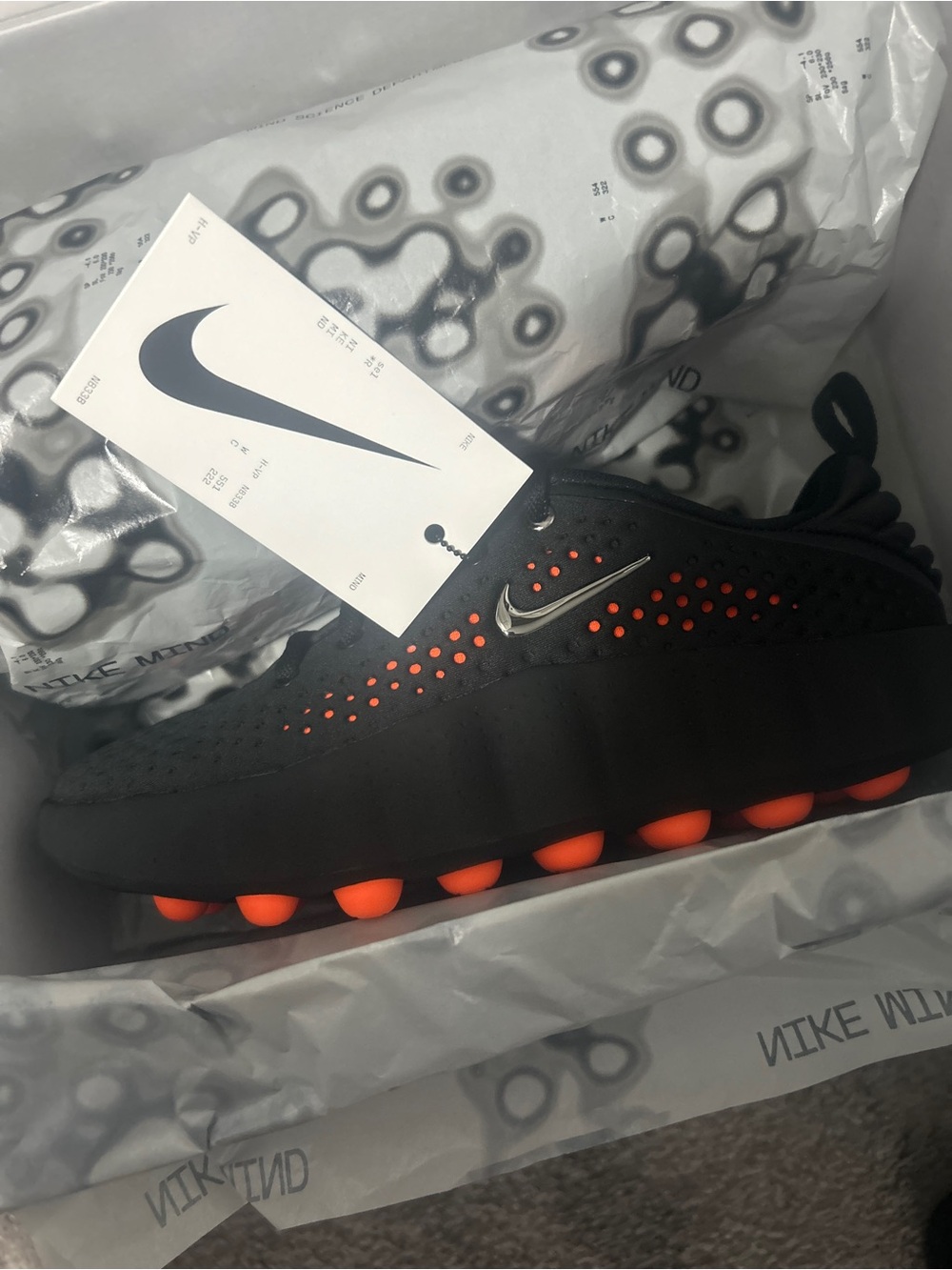 Nike Mind 002. Size 6. Black and Crimson